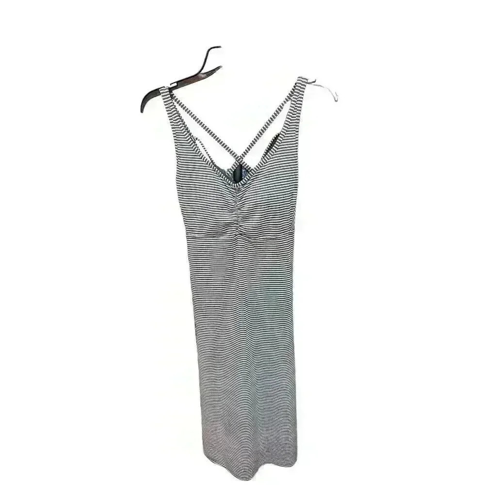 Prana  Rebecca Womens Athletic Dress in Coal Stripes Athleisure  Size L, EUC
